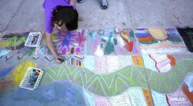 Chalk art festival at Park Place mall has concrete canvas